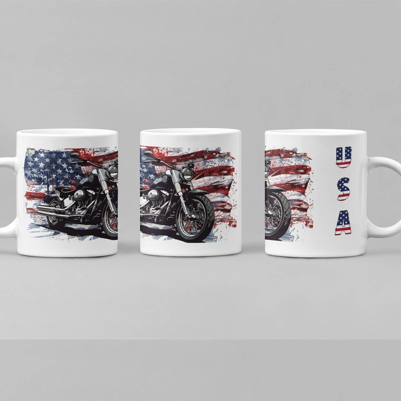 MUG Motorcycle with american Flag