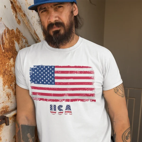 Tshirt Grunge USA Flag Vintage American - Image 3