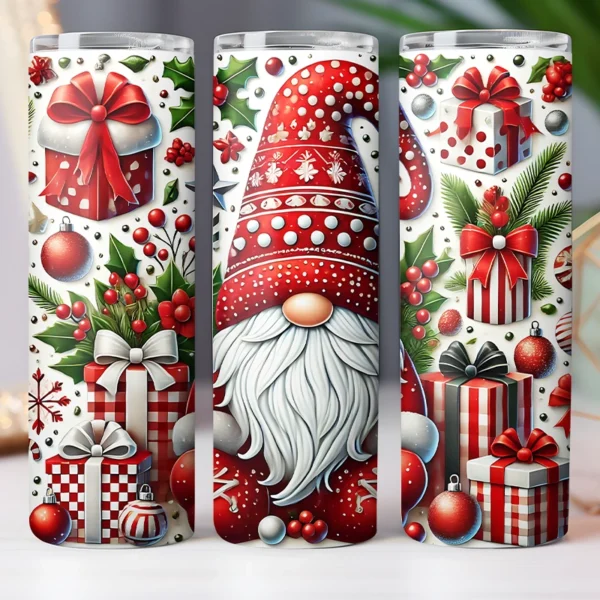 Christmas Tumbler 20oz, Holiday Drinkware, Elf Design Tumbler